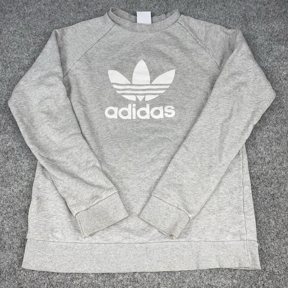 Adidas Originals Sweatshirt Men's Medium Gray Trefoil Crewneck Pullover Fleece